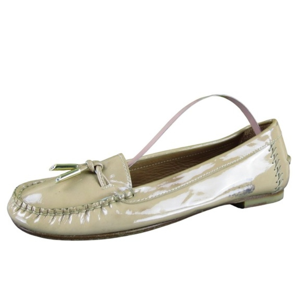 Stuart‎ Weitzman Women's Beige Patent Leather Moccasin Flats Size 6